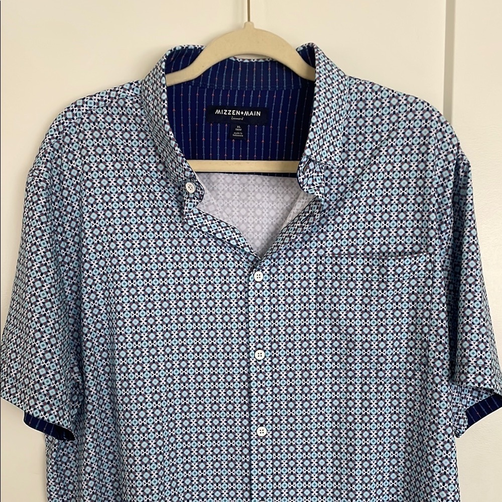 Mizzen+Main Blue Patterned Shirt